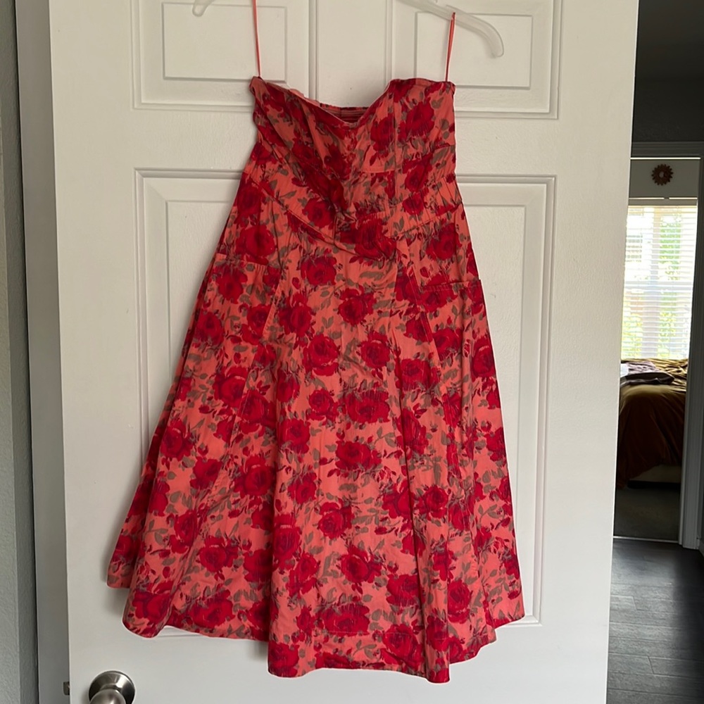 H&M strapless floral midi dress, size 6